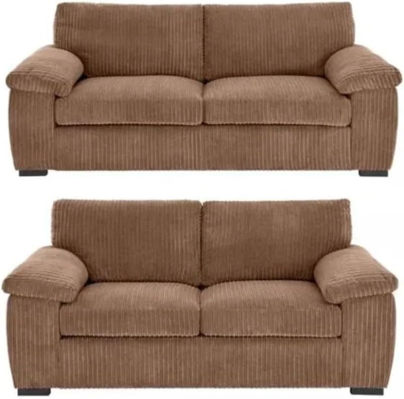 Delta Grey Jumbo Cord 3+2 Seater Sofa Set – High Back Comfortable Sofa Suite