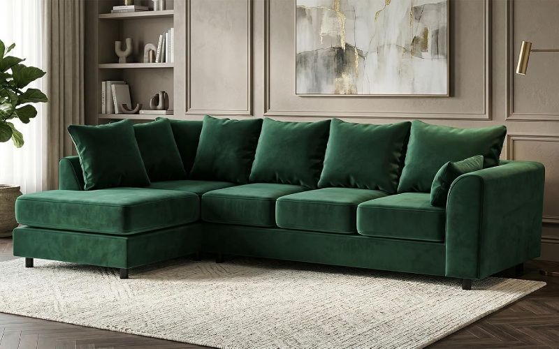 Upholstered 5 Settee Scatter Back Suites for Living Room (Green, LH 5 Seater)