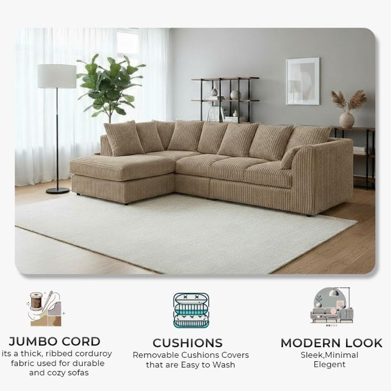Scatter Back Cushions | Deep Foam Seats for Living Room (Mink, Left Hand Corner)