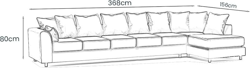 rushed Velvet 7 Seater Corner Sofa (Mink, RH facing)