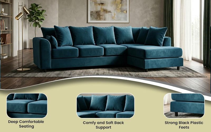 Upholstered 5 Settee Scatter Back Suites for Living Room (Blue, RH 5 Seater)