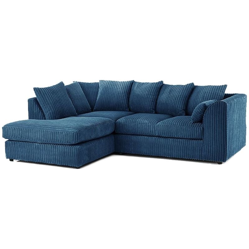 Jumbo Cord Corner Sofa - Marine Blue (Left Hand)