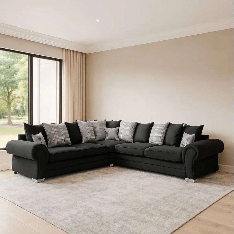 Verona 2C2 Corner Sofa – Chenille Fabric with Scatter Back Cushions