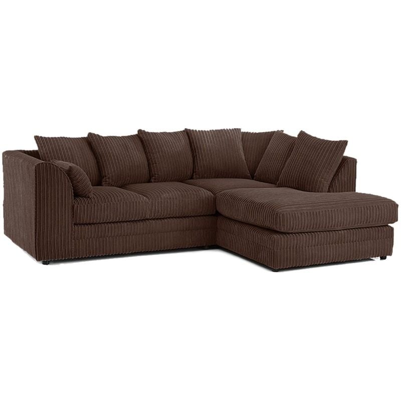 Jumbo Cord Corner Sofa - Chocolate Brown (Right Hand)