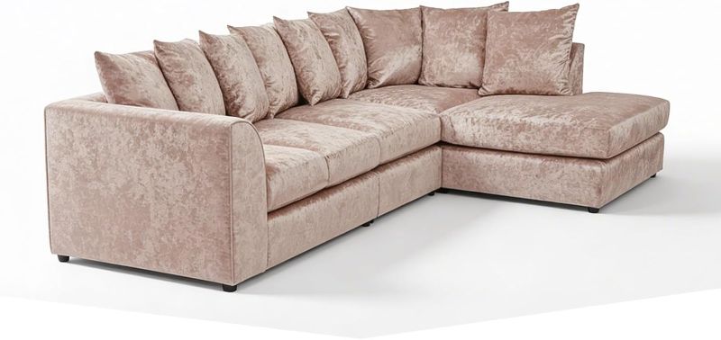 Right Hand Sectional Settee for Living Room Lounge Indoor (Mink, Right hand XL Corner)