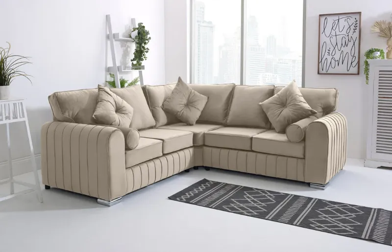 Lilly Beige 2C2 Corner Couch – Contemporary High Back Comfort