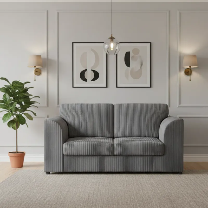 2 Seater Corduroy Sofa High back (Grey)