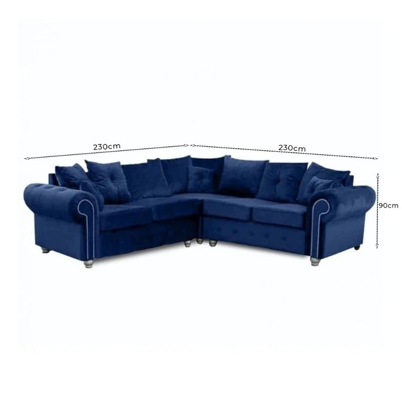 Ahwin Blue 2C2 Corner Sofa with Scatter Back Cushions – Modern Settee