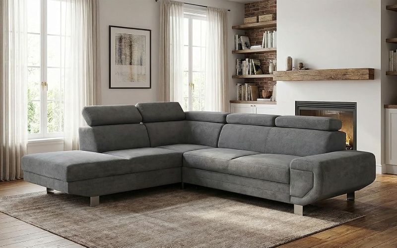 Grey 3-Piece Corner Sofa Bed – 5 Seater Pull-Out Sleeper with Storage – L/R Hand Facing Living Room Couch (L-Shape)