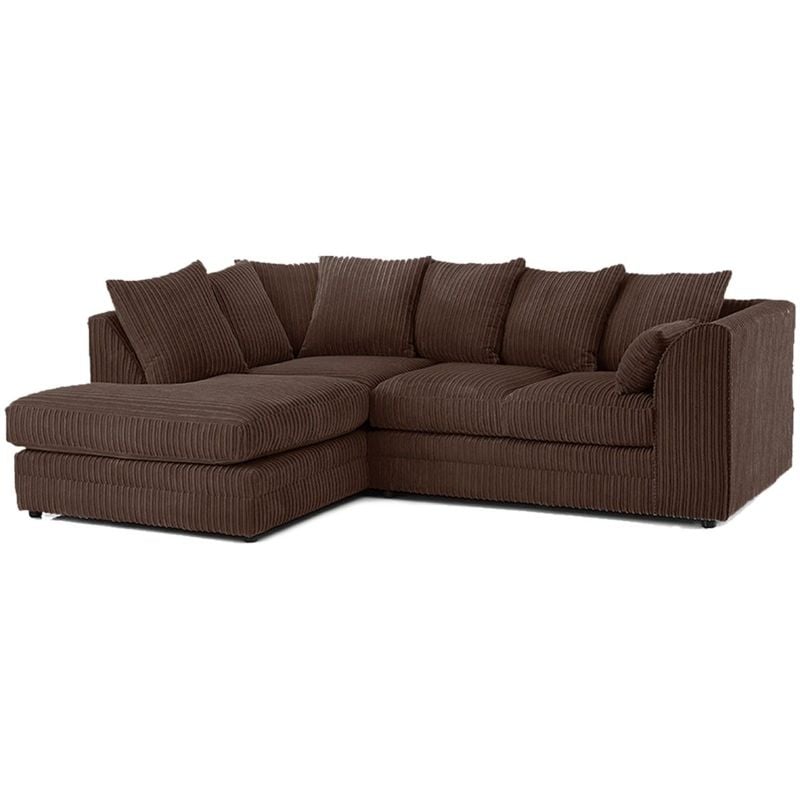 Jumbo Cord Corner Sofa - Chocolate Brown (Left  Hand)