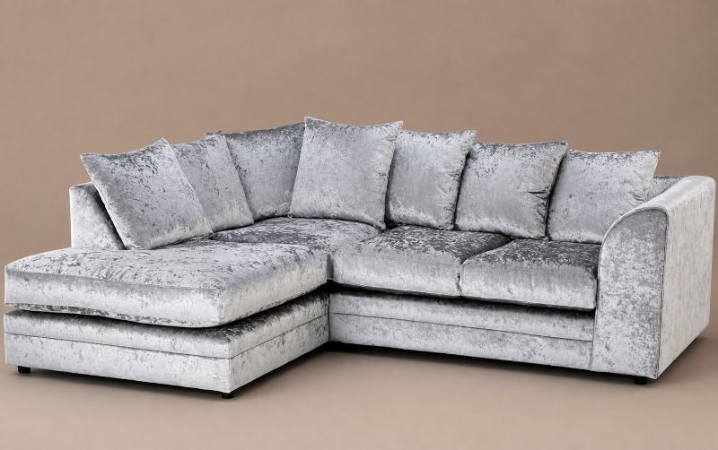Crush Velvet Corner Sofa – 4 Seater L-Shape Modular Couch (Left Hand)
