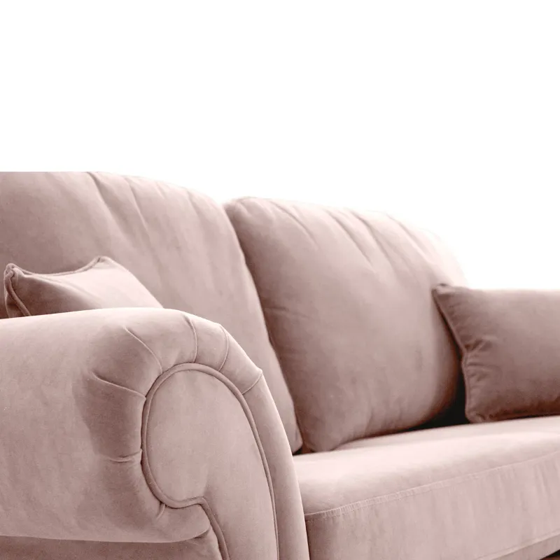 Ashwin Pink plush Velvet High Back Sofa