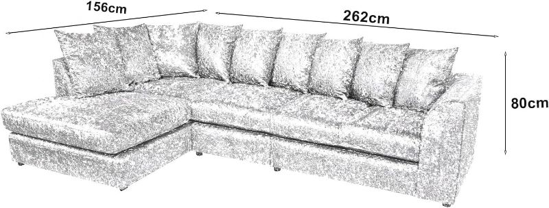 Sectional Settee for Living Room Lounge Indoor (Silver, Left hand XL Corner)