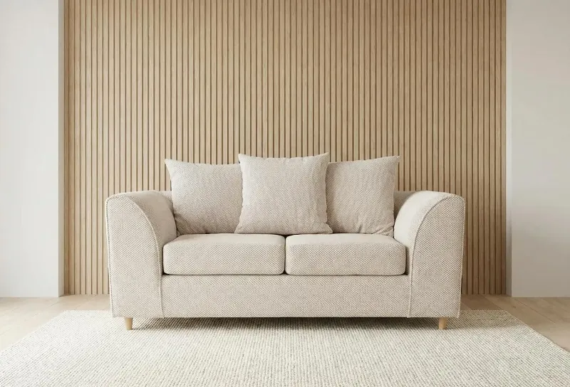 Chenille 2 seater Scatter Back Cream