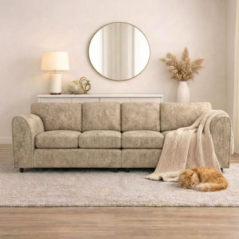 Alaska Fabric Straight 4 Seater Sofa for Modern Living Rooms
