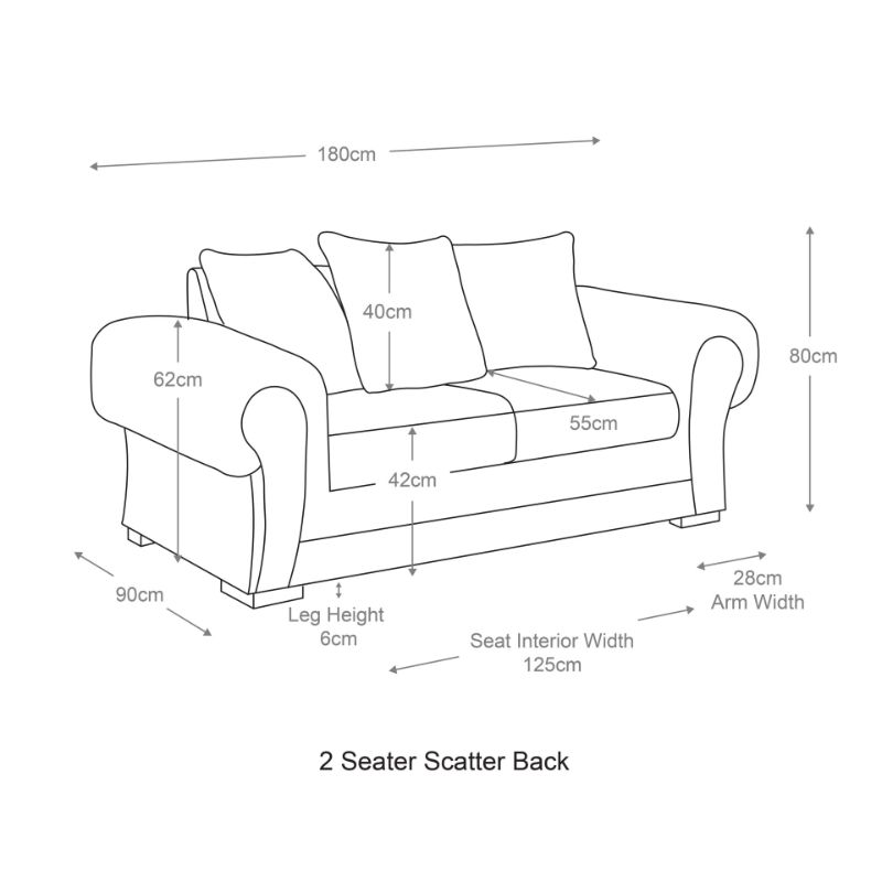 Milan 2 Seater Fabric Sofa Scatter back