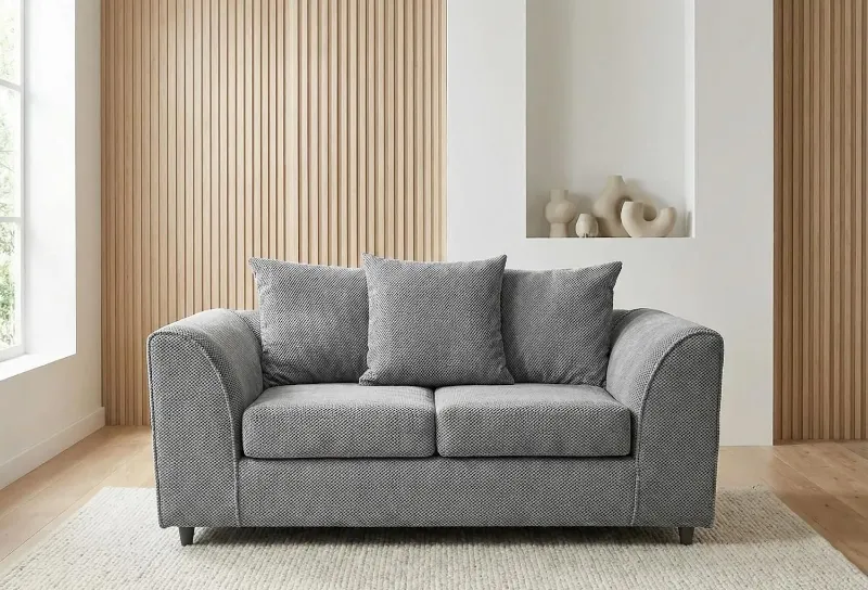 Chenille 2 seater Scatter Back Grey