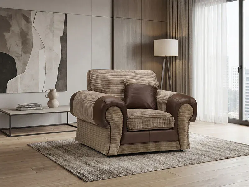 TANGO Armchair Fabric Brown & beige Fabric