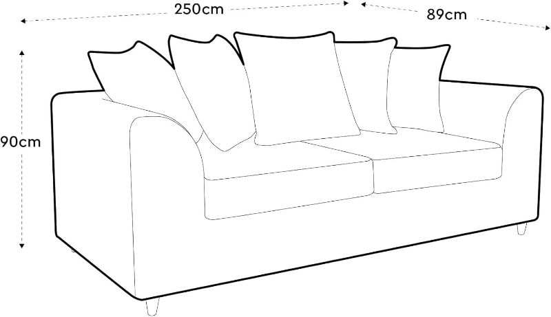 Dark Grey Crushed Chenille - Large 4 Seater Couch Unit for Living Room