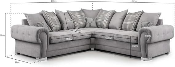 Verona 2C2 Modular 5 Seater Corner Sofa – Grey Scatter Back Suite | UK
