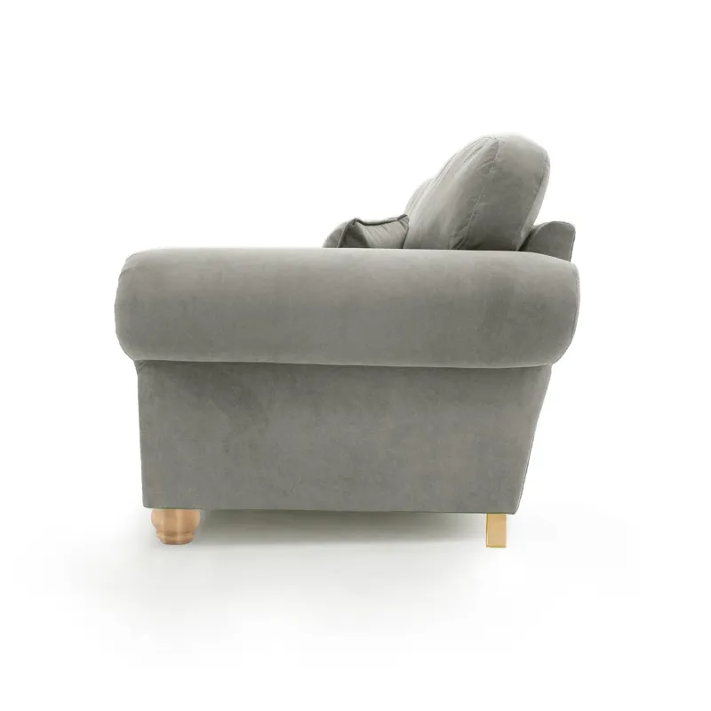 Ashwin Grey plush Velvet High Back Sofa