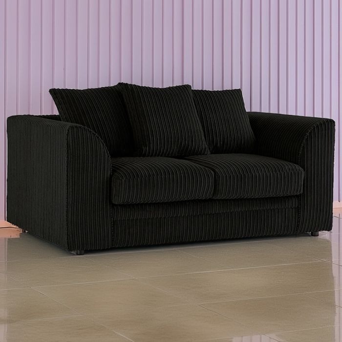 Jumbo Cord 2 Seater Scatterback Sofa - Black