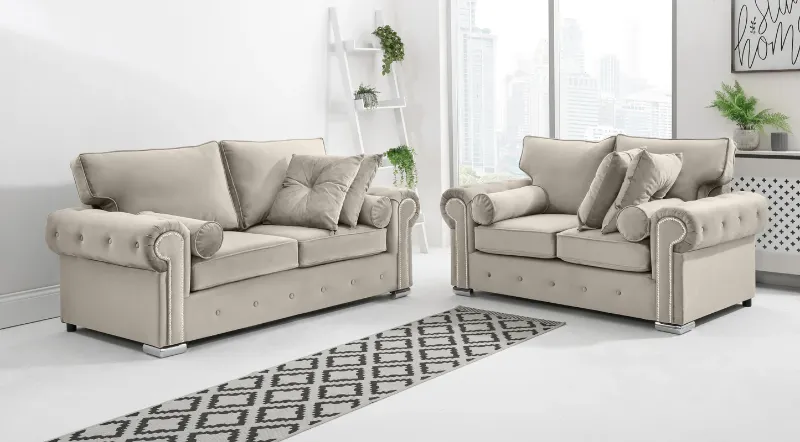 Ashwin 3+2 seater Full Back Cream