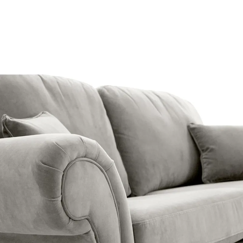 Ashwin Grey plush Velvet High Back Sofa