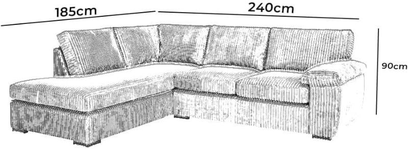 Delta Corner Sofa | 4 Seater L-Shape | Jumbo Cord Fabric | Standard Back Chaise Couch