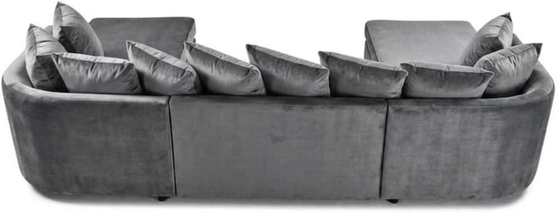 Bishop Plush Velvet U-Shape Sofa Set Large Sectional Suite (Grey, Scatter Back Cushions)