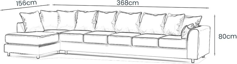Crushed Velvet 7 Seater Corner Sofa (Mink, LH facing)