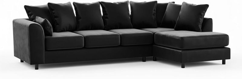 Upholstered 5 Settee Scatter Back Suites for Living Room (Black, RH 5 Seater)