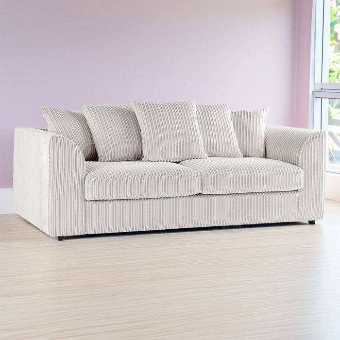 Jumbo Cord 3 Seater Scatterback Sofa - Cream