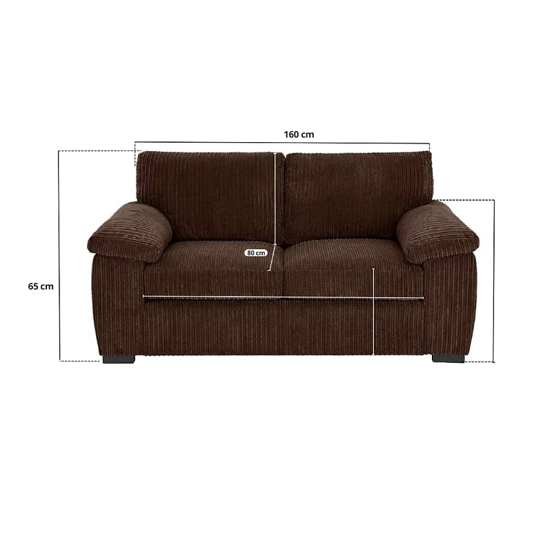 Jumbo Cord 2 Seater Sofa Stylish & Compact Sofa for Modern Living Rooms and Flats Enhance Comfort Without Compromising Space (brown)