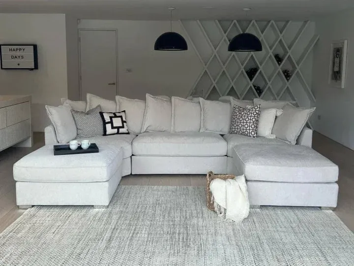 Bishop U shape Cream Scatter Back sofas