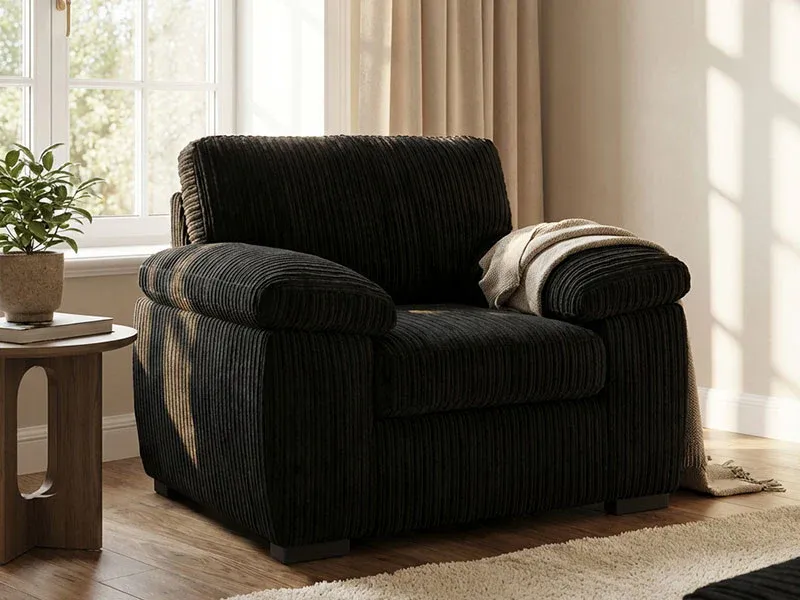 Amalfi Jumbo Cord Fabric Armchair Black