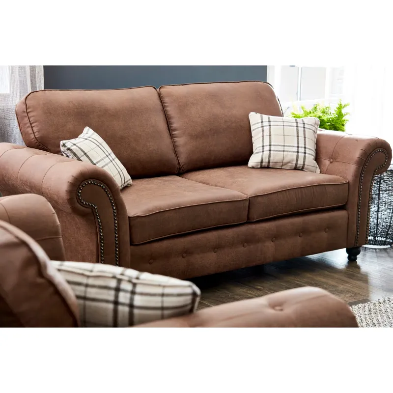 Ashwin 2 Seater Leather Sofa (Brown)