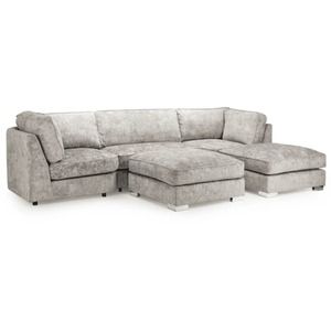 Bishop Full Back U Shape Sofa – Large 5 Seater Corner Sofa | Truffle & Platinum