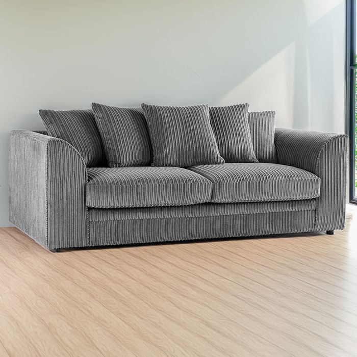 Jumbo Cord 3 Seater Scatterback Sofa - Grey