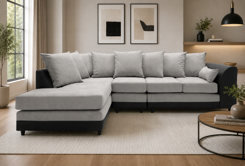 DYLAN PLUS LARGE CHENILLE CORNER SOFA Light Grey