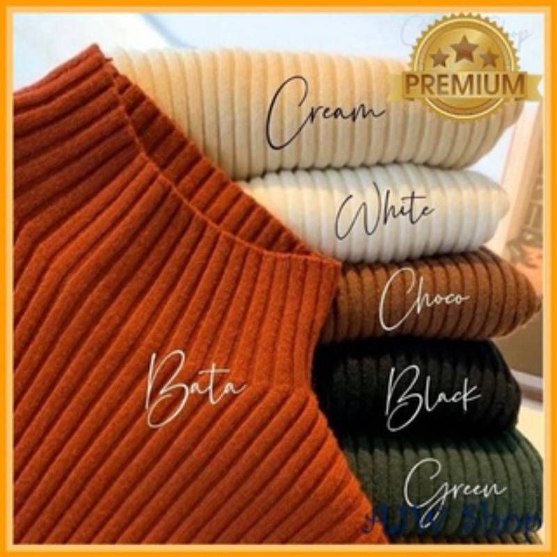 Promo Manset Baju Rajut Fit To XXL/ Avalee Oversize Turtleneck RIB Bahan Rajut