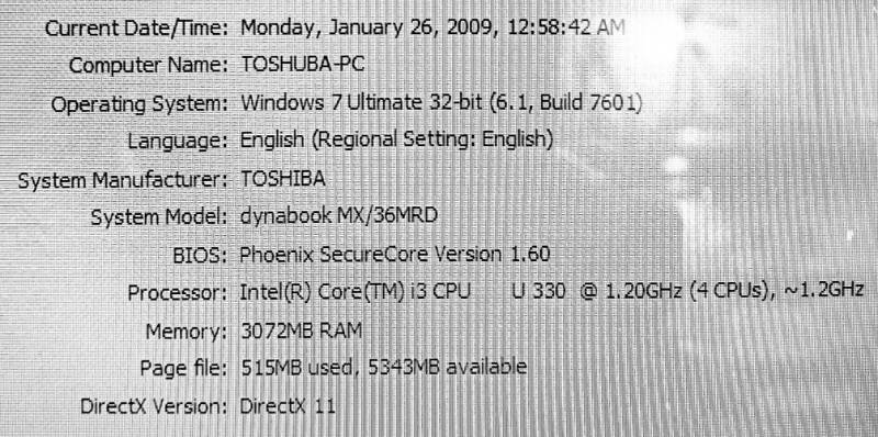 TOSHIBA | Core i3 1st Gen