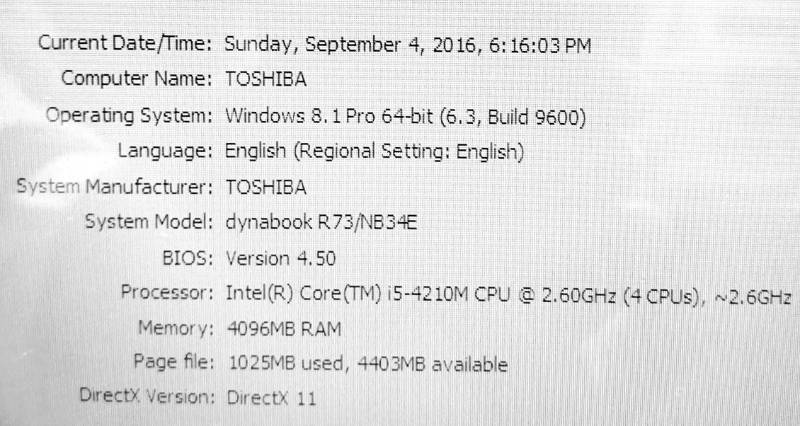 TOSHIBA i5 4th