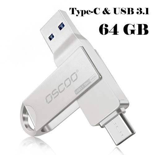 OSCOO 64-GB USB Flash Drive USB3.1/3.0 &Type-C