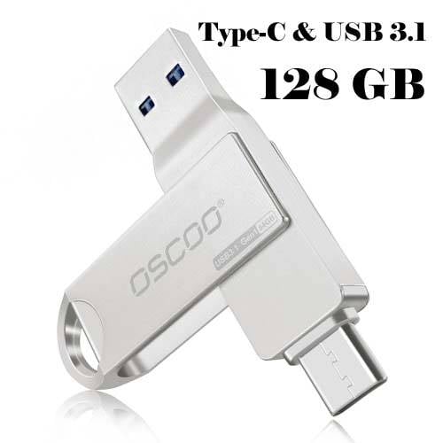 OSCOO 128-GB USB Flash Drive USB3.1/3.0 &Type-C