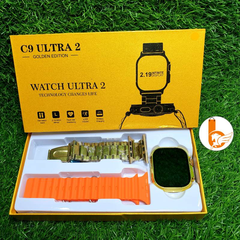 C9 ULTRA 2 Smart Watch Golden Edition + 2 Bands