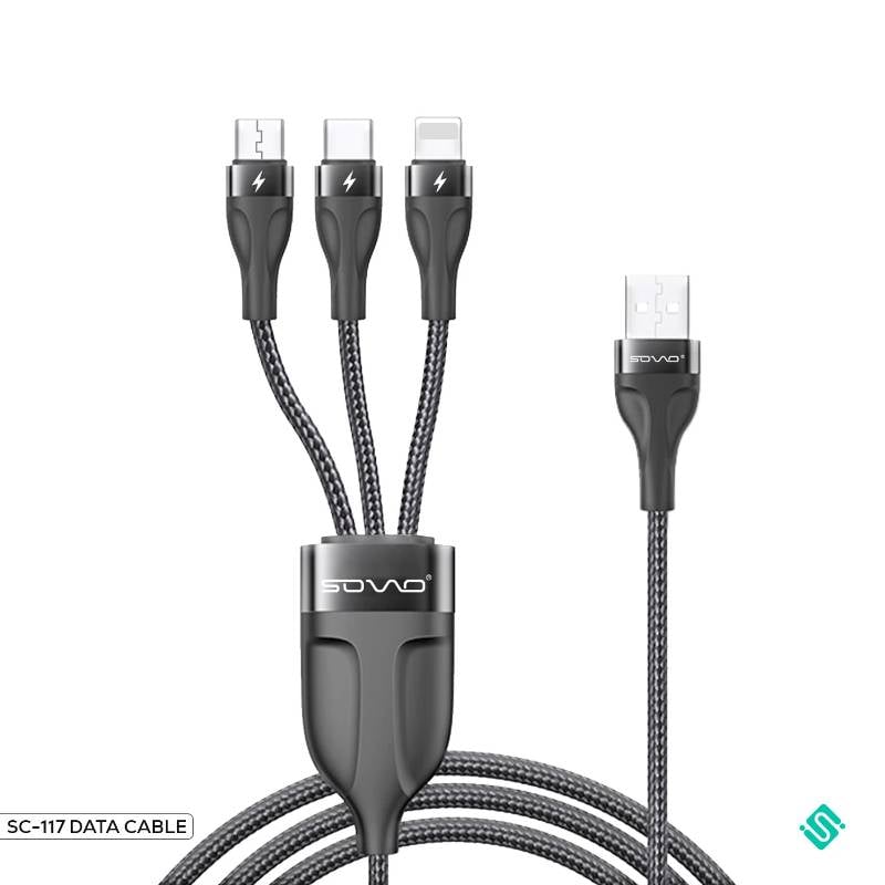 SOVO 3in1 USB Cable 65W 4.9 feet Lenth SC-117