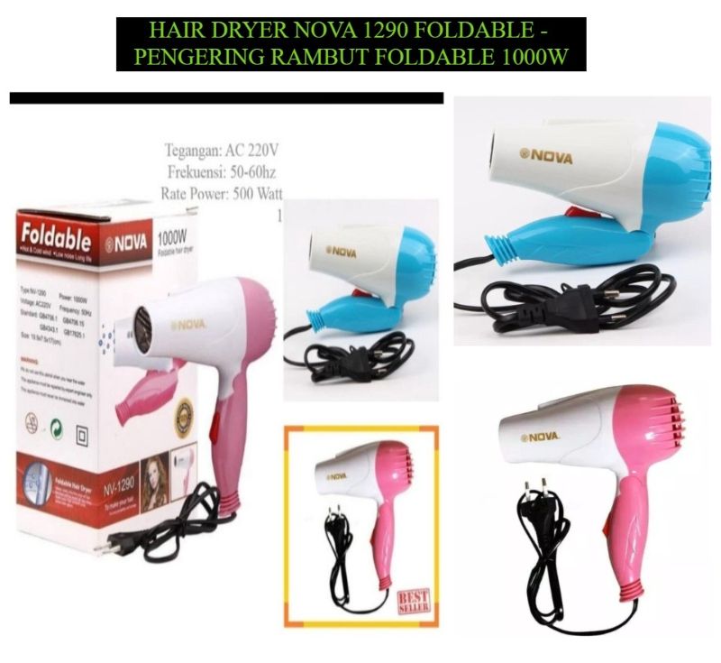 🆔 005 - Nova Foldable Hair Dryer 1000W (NV-1290) . . . . . . . . . . . . . . . . . . . . . . . . . . . . . . . . . . . . . . . . . . . . . . . . . . . . . . . . . . . . . . . . . . . . . . . . . . . . . . . . 🔴#Tags, (Nova Fold Pro 1000W, Foldable Hair Dryer Portable, Professional Hair Styling, Travel Beauty Gadget, Salon Level Drying)