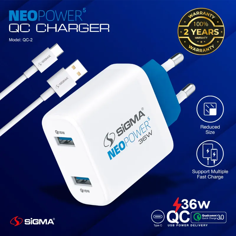 π 848 - SiGMA NEO POWER-5 Mobile Charger, 36w (QC-2)