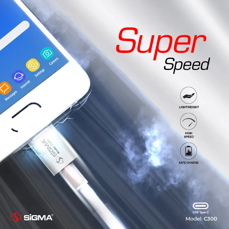 🆔 869 - SiGMA Data Cable Type-C 2.4A (C300)